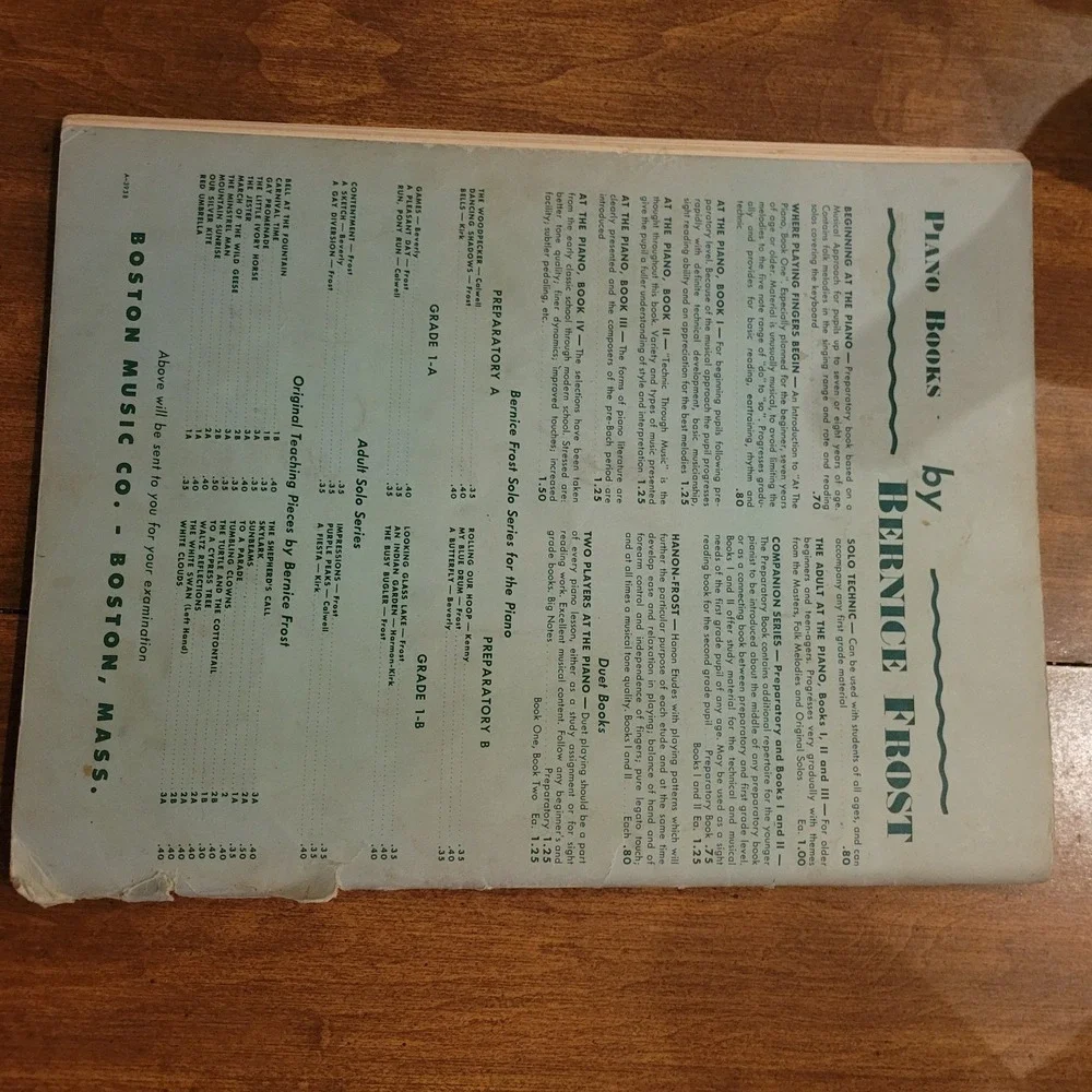 BERNICE FROST'S: Beginning at the Piano a Preparatory Folk Tunes Vintage